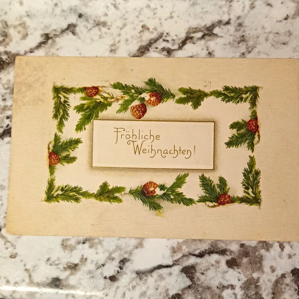Vintage 1914 Fröhliche Weihnachten German Christmas Postcard Divided Back Posted